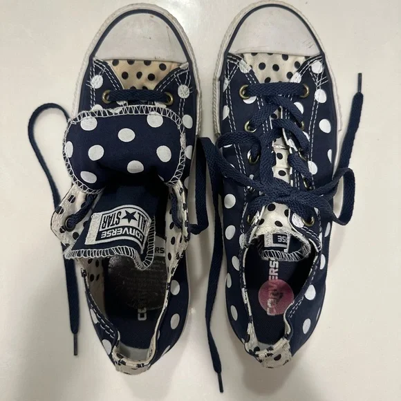 Converse Navy Polka Dot Sneakers - Picture 1 of 4